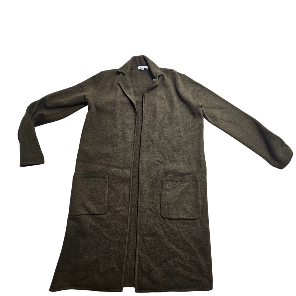 Madewell Cardigan Sweater S Olive Green Merino Wool Longline Open Front G9615